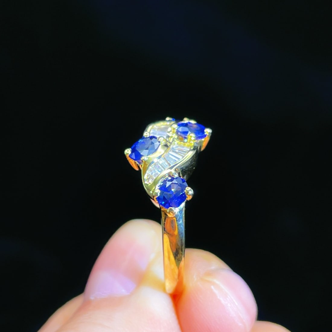 14k Gold 1.26 Ctw Natural Sapphire & Diamond Ring - 4