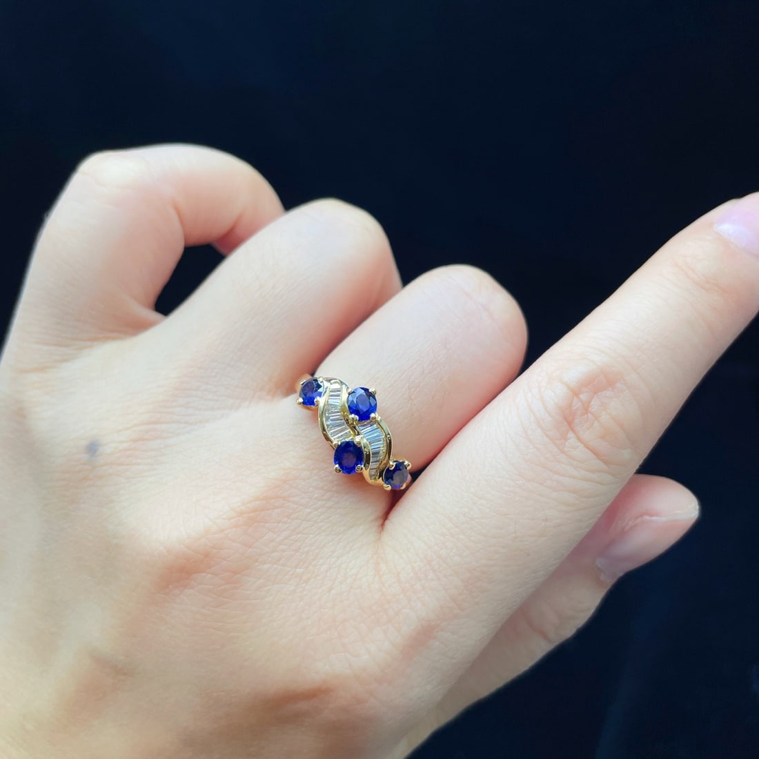 14k Gold 1.26 Ctw Natural Sapphire & Diamond Ring - 6