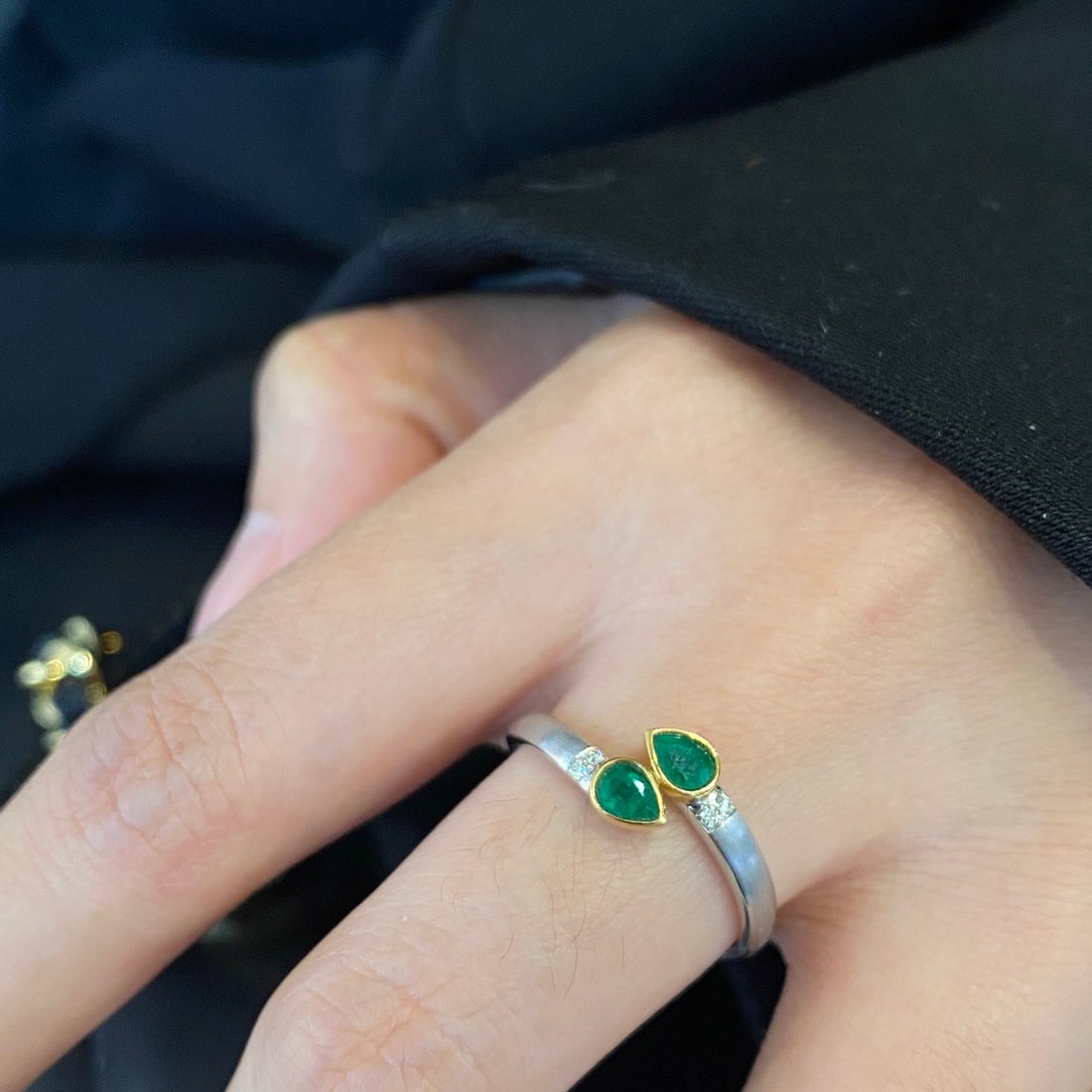 14k Gold 0.36 Ctw Natural Emerald & Diamond Ring - 3