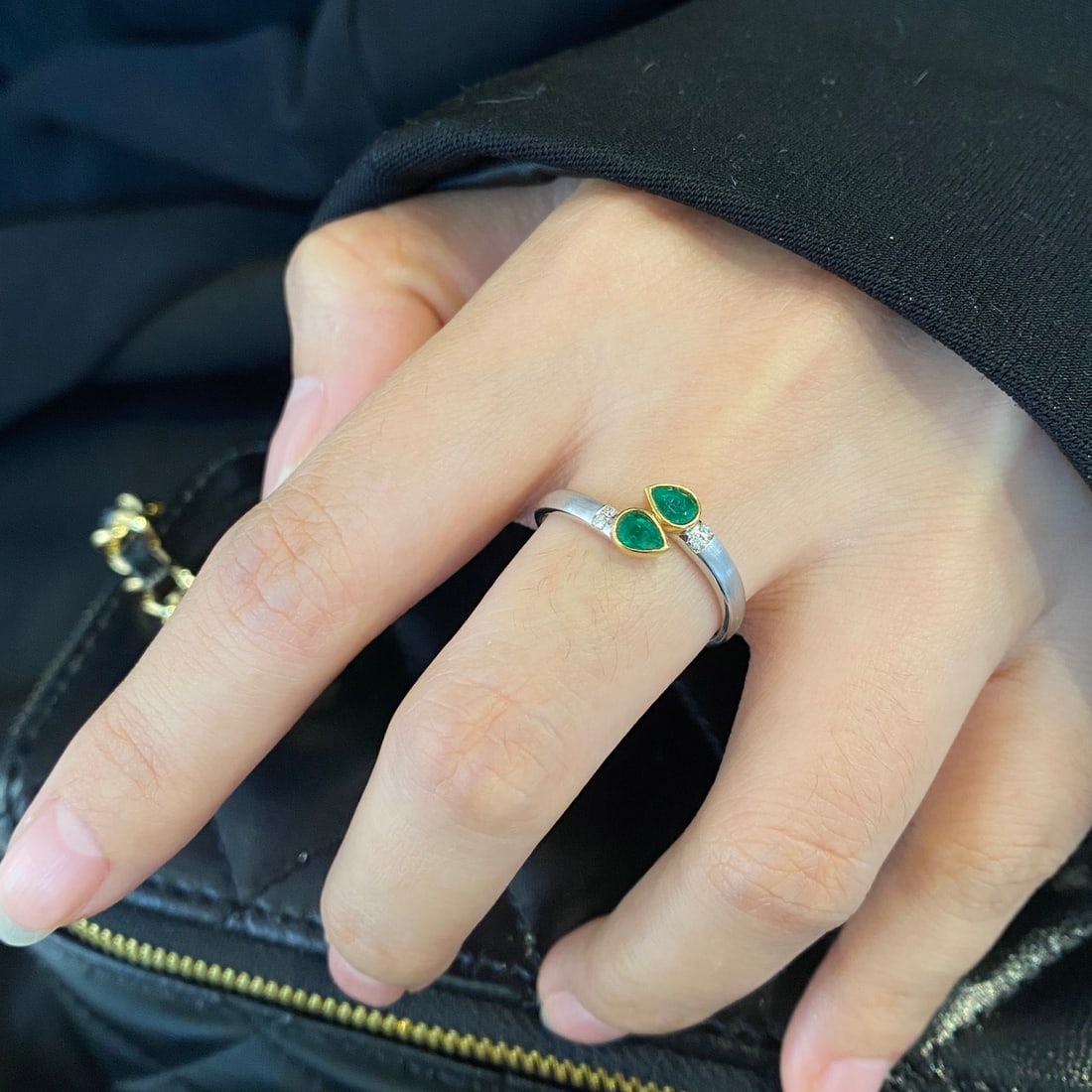 14k Gold 0.36 Ctw Natural Emerald & Diamond Ring - 4