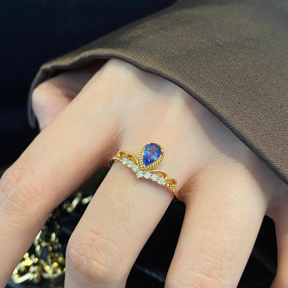 14k Gold 0.62 Ctw Natural Sapphire & Diamond Ring - 3