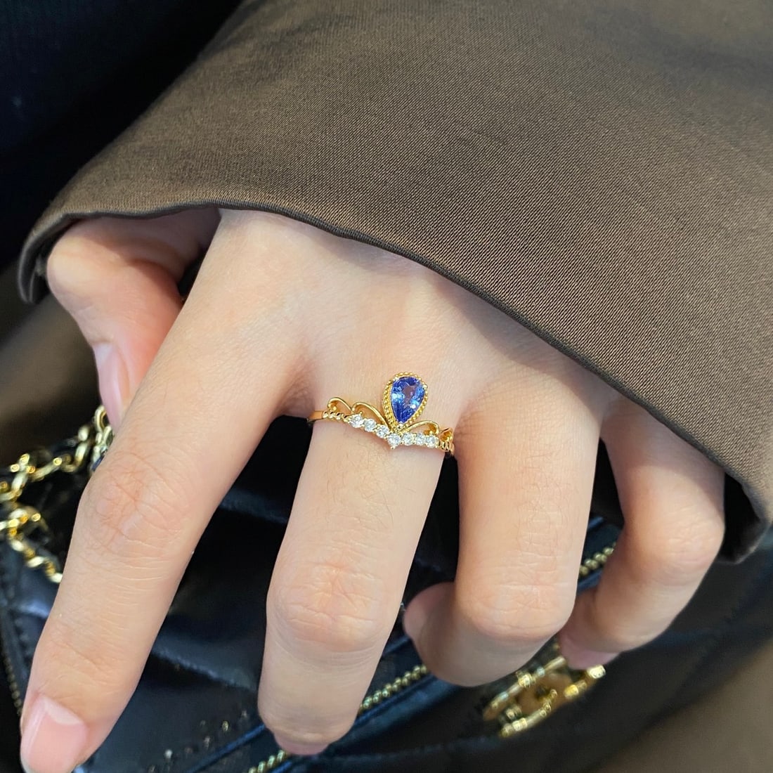 14k Gold 0.62 Ctw Natural Sapphire & Diamond Ring - 4