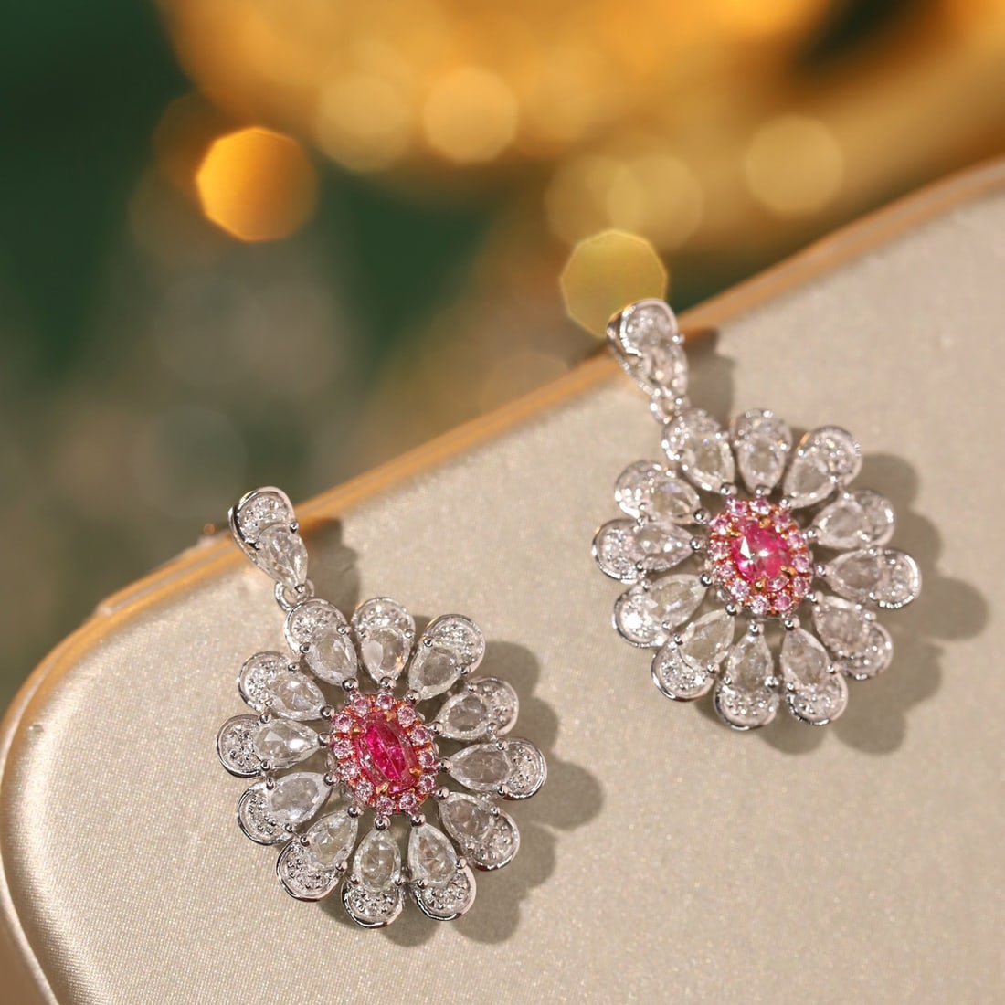 14k Gold 0.40 Ctw Natural Pink Diamond & Diamond Earrings - 2