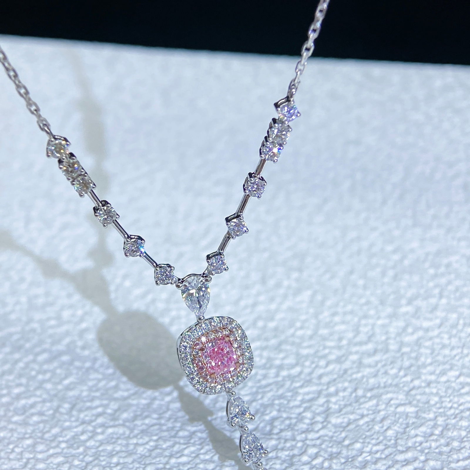 14k Gold 1.21 Ctw Natural Pink Diamond & Diamond Necklace - 2