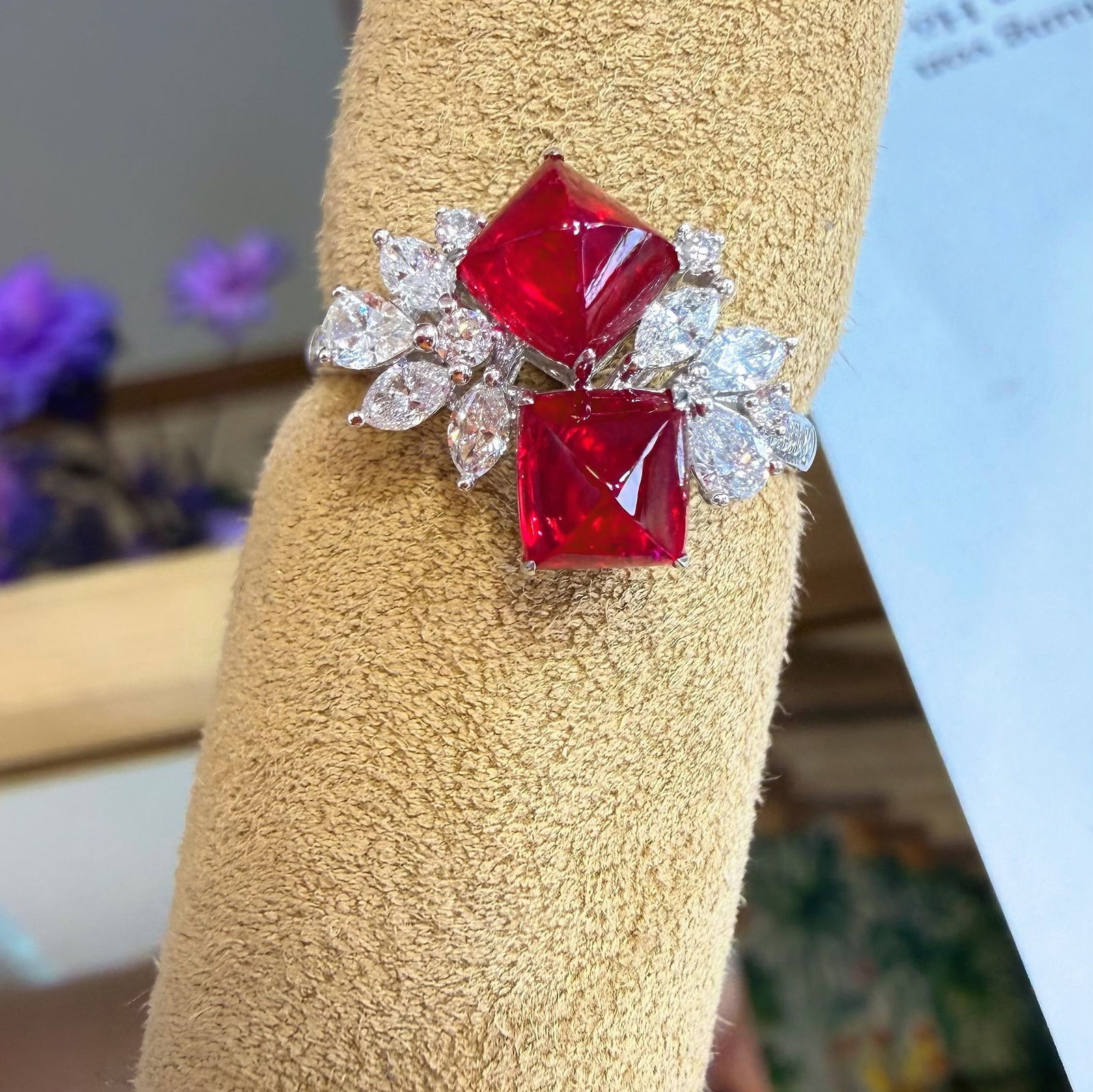 14k Gold 2 Ct Natural Spinel & Diamond Ring - 5