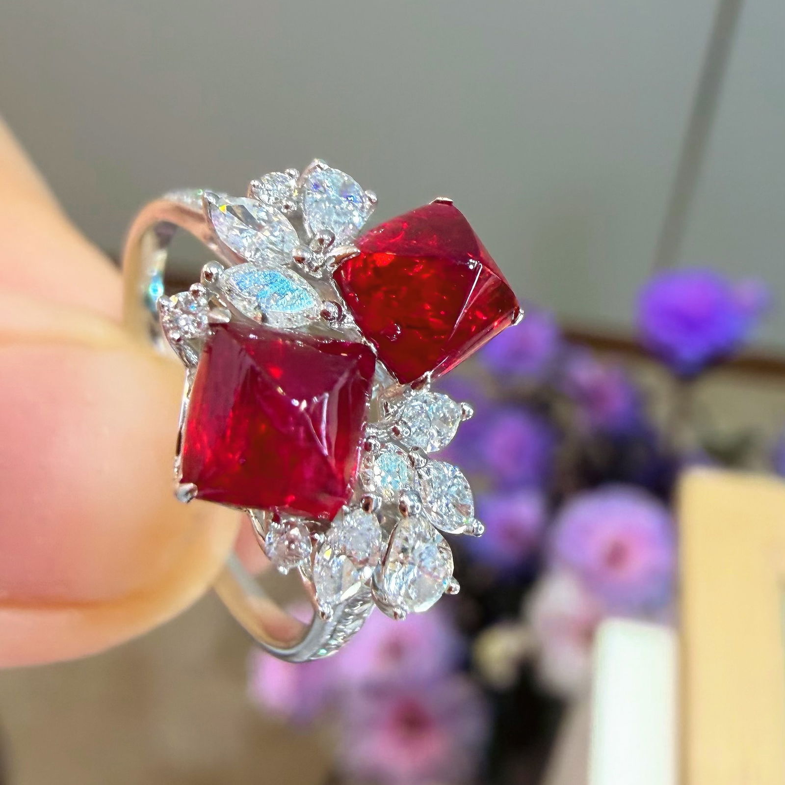 14k Gold 2 Ct Natural Spinel & Diamond Ring - 6