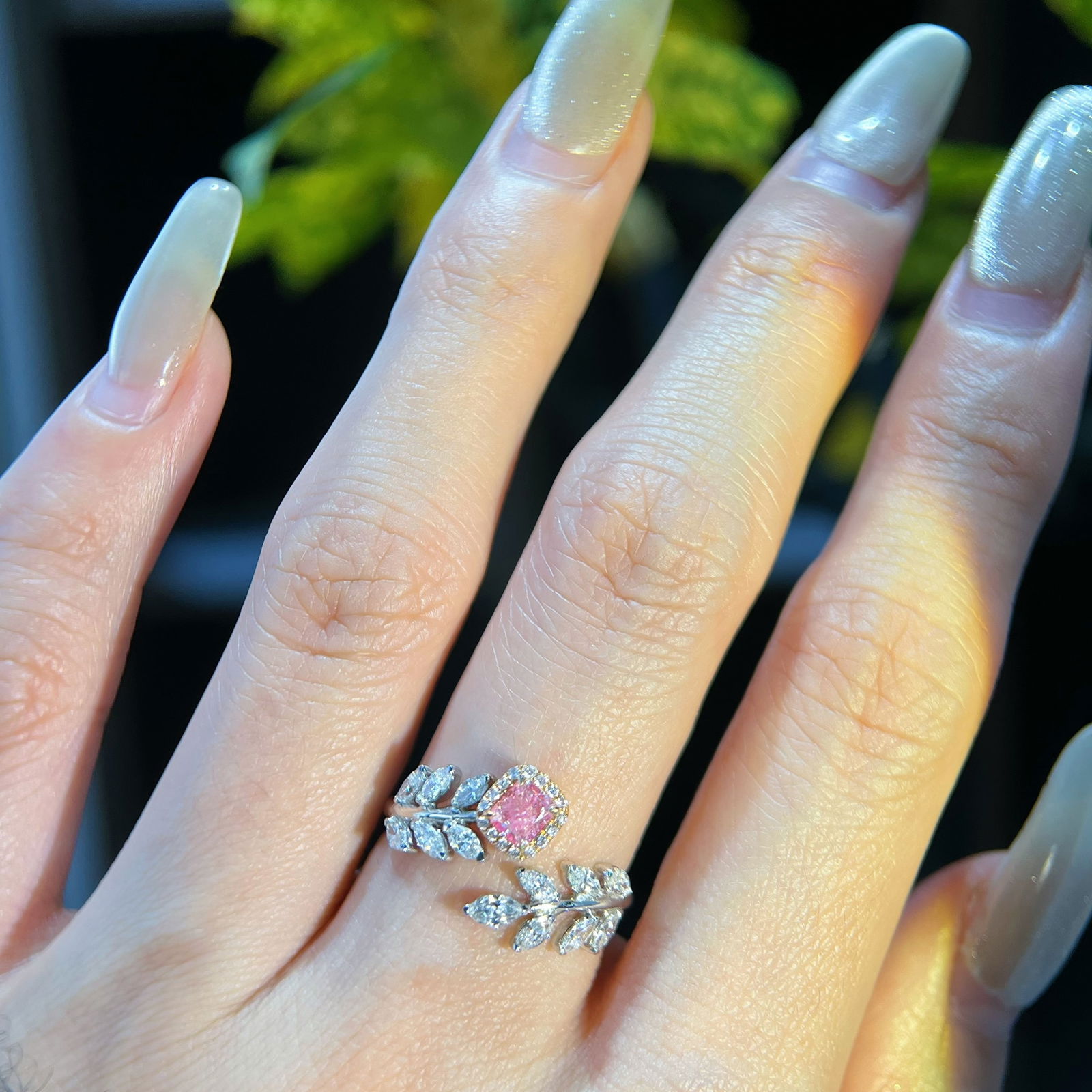 Gia Certified 14k Gold 0.93 Ctw Natural Pink Diamond & Diamond Ring - 4