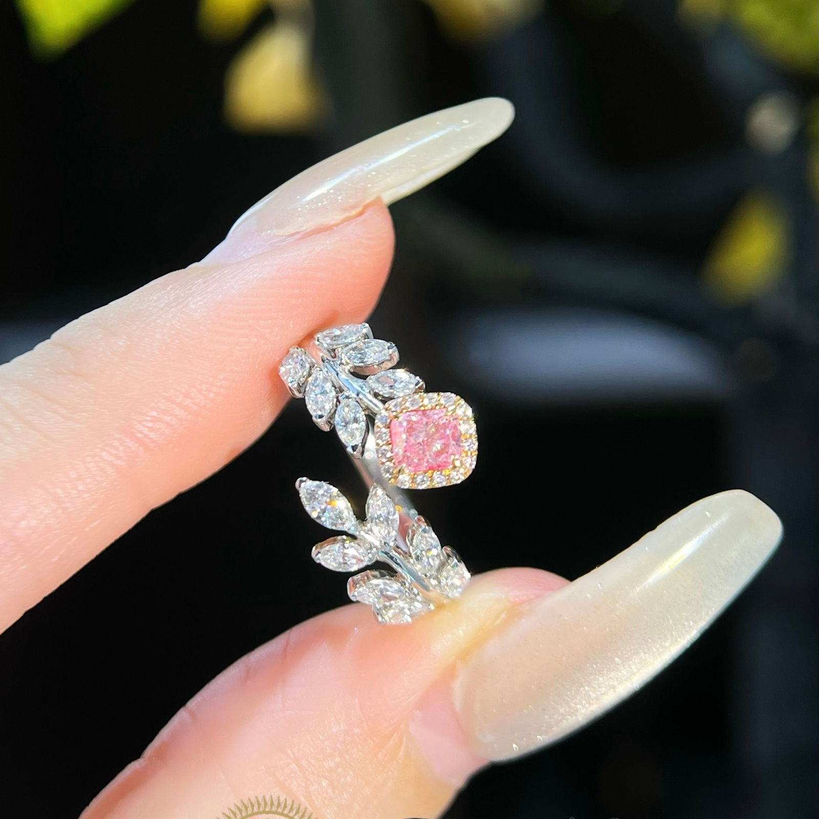 Gia Certified 14k Gold 0.93 Ctw Natural Pink Diamond & Diamond Ring - 5