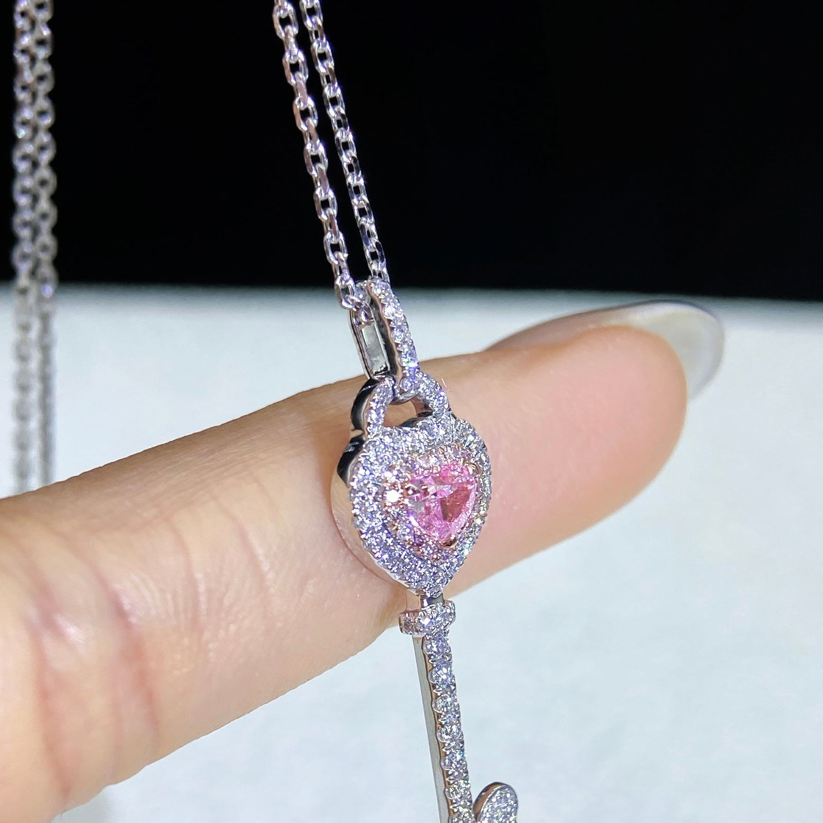 14k Gold 0.59 Ctw Natural Pink Diamond & Diamond Necklace - 2