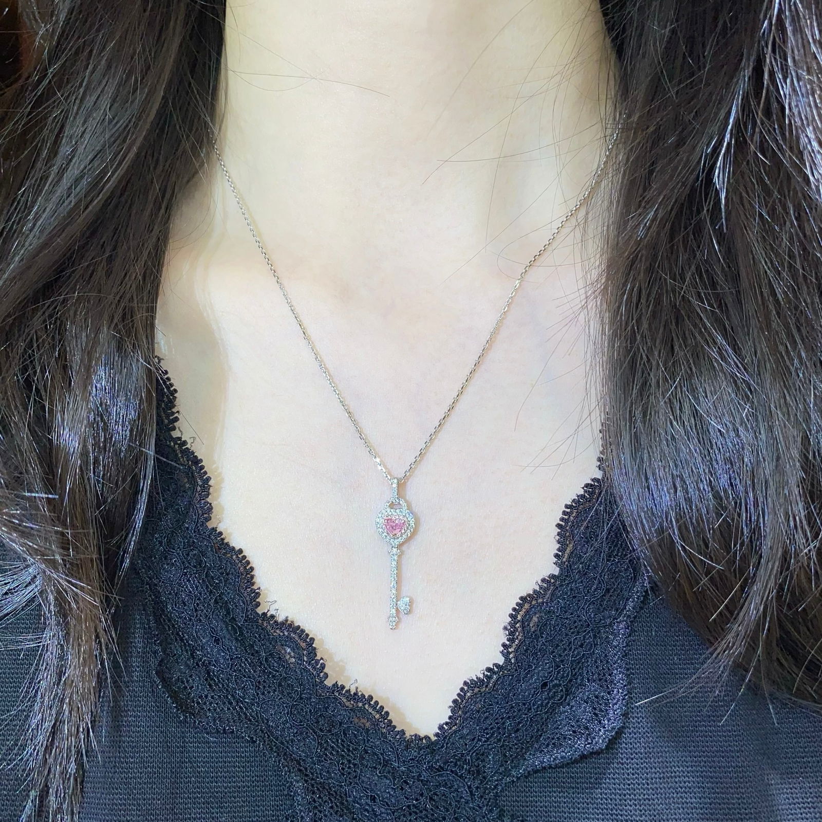 14k Gold 0.59 Ctw Natural Pink Diamond & Diamond Necklace - 3