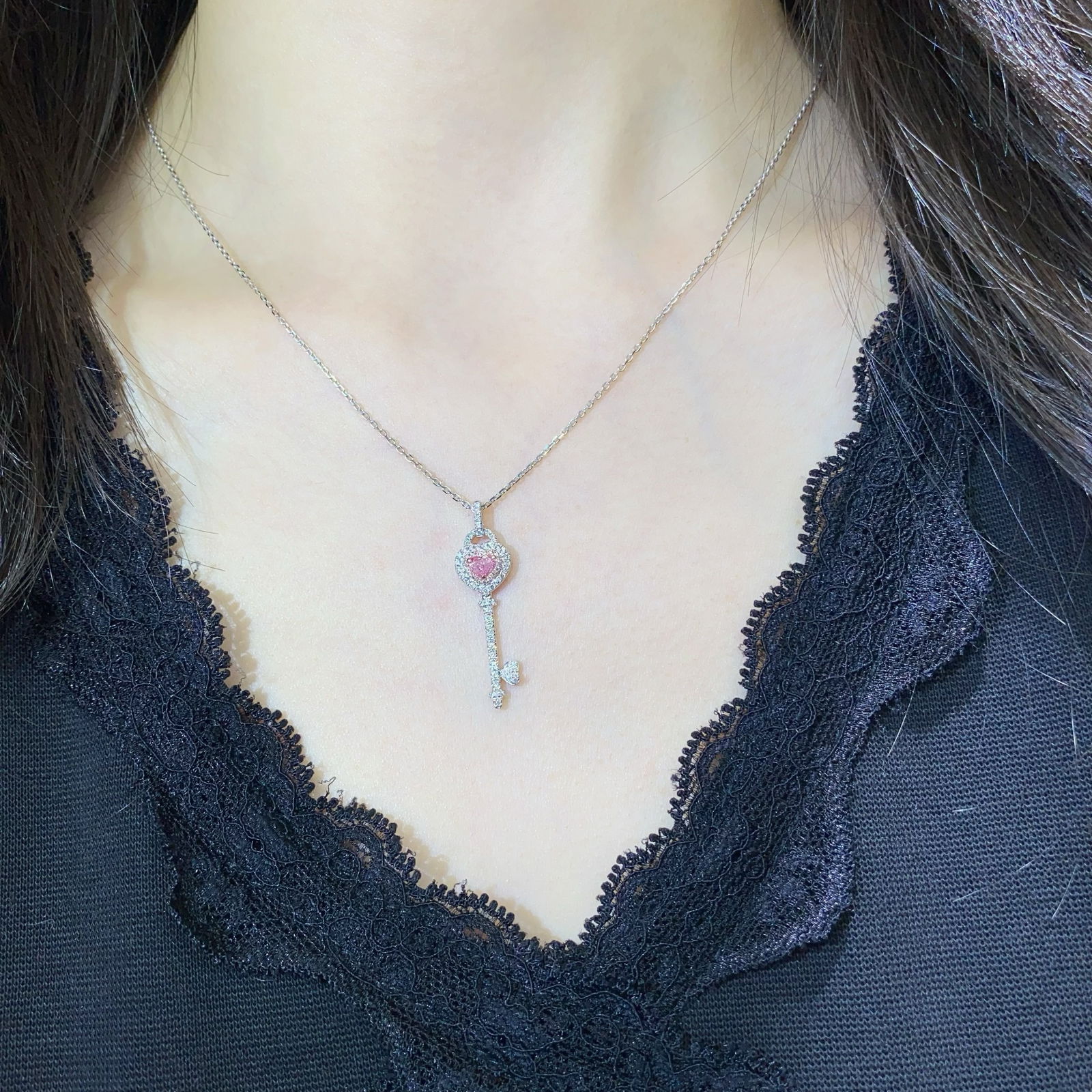 14k Gold 0.59 Ctw Natural Pink Diamond & Diamond Necklace - 6