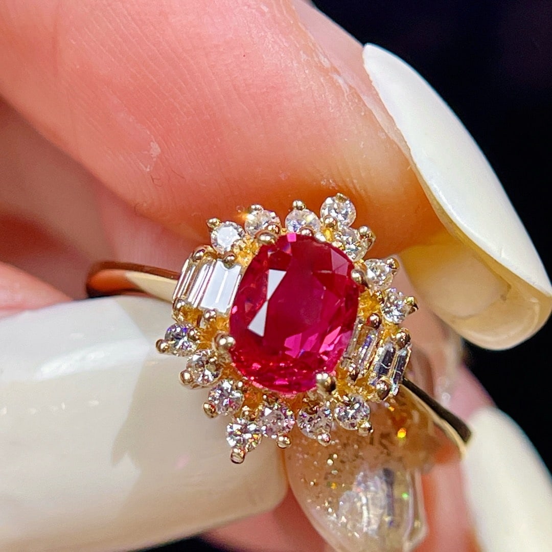 14k Gold 0.90 Ct Natural Ruby & Diamond Ring - 2