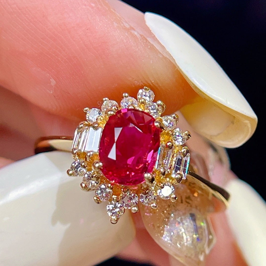 14k Gold 0.90 Ct Natural Ruby & Diamond Ring - 5