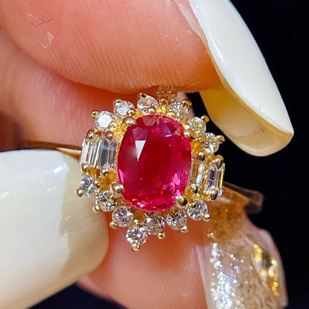 14k Gold 0.90 Ct Natural Ruby & Diamond Ring - 6