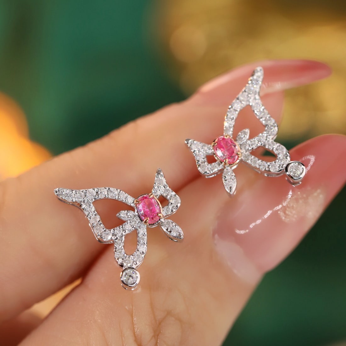 14k Gold 0.66 Ctw Natural Pink Diamond & Diamond Earrings - 6