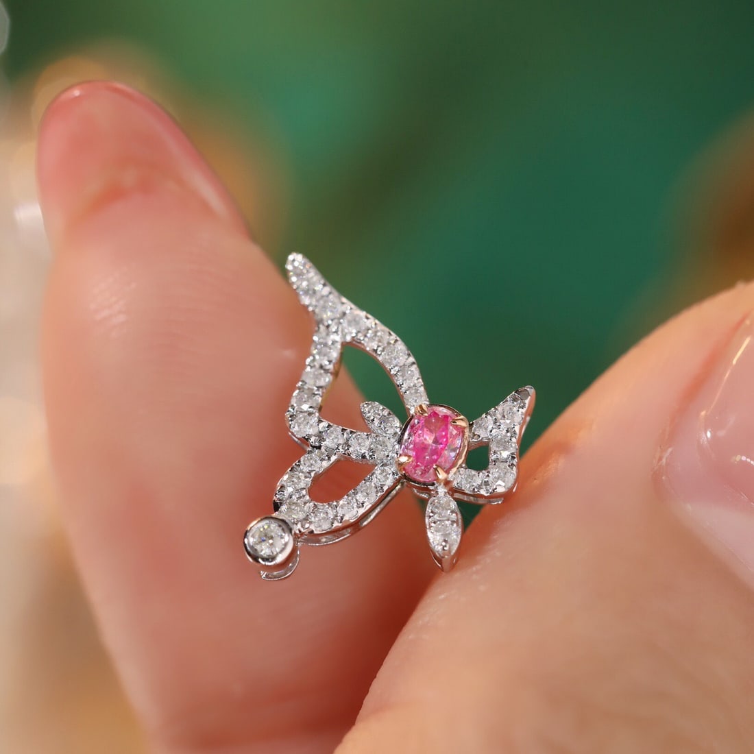 14k Gold 0.66 Ctw Natural Pink Diamond & Diamond Earrings - 7