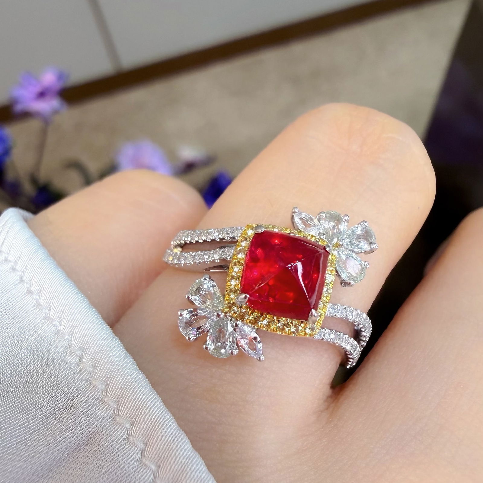 14k Gold 1.28 Ct Natural Spinel & Diamond Ring - 3