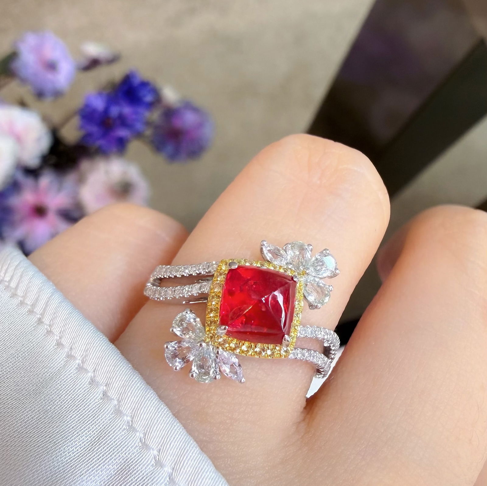 14k Gold 1.28 Ct Natural Spinel & Diamond Ring - 4