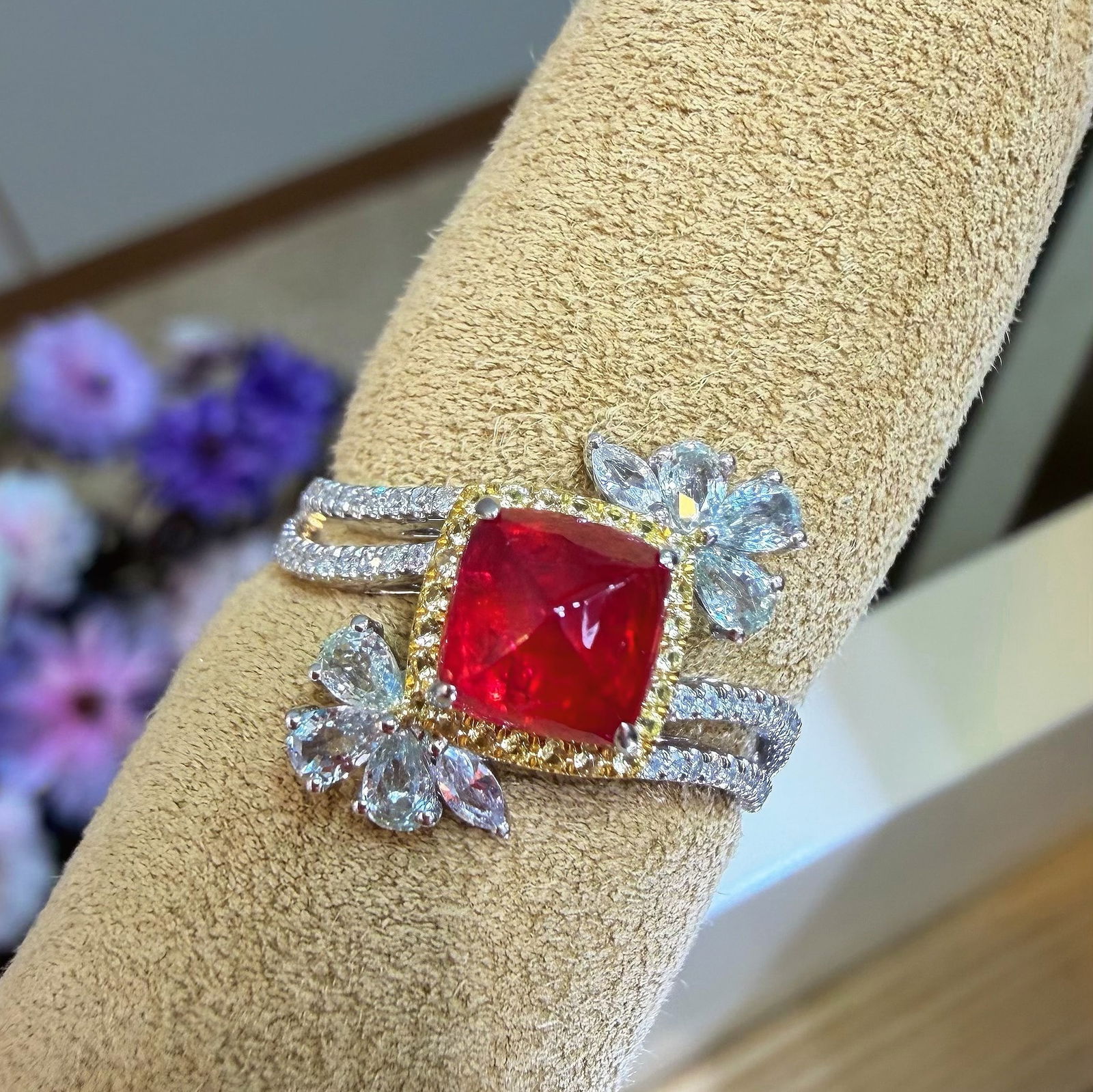 14k Gold 1.28 Ct Natural Spinel & Diamond Ring - 5