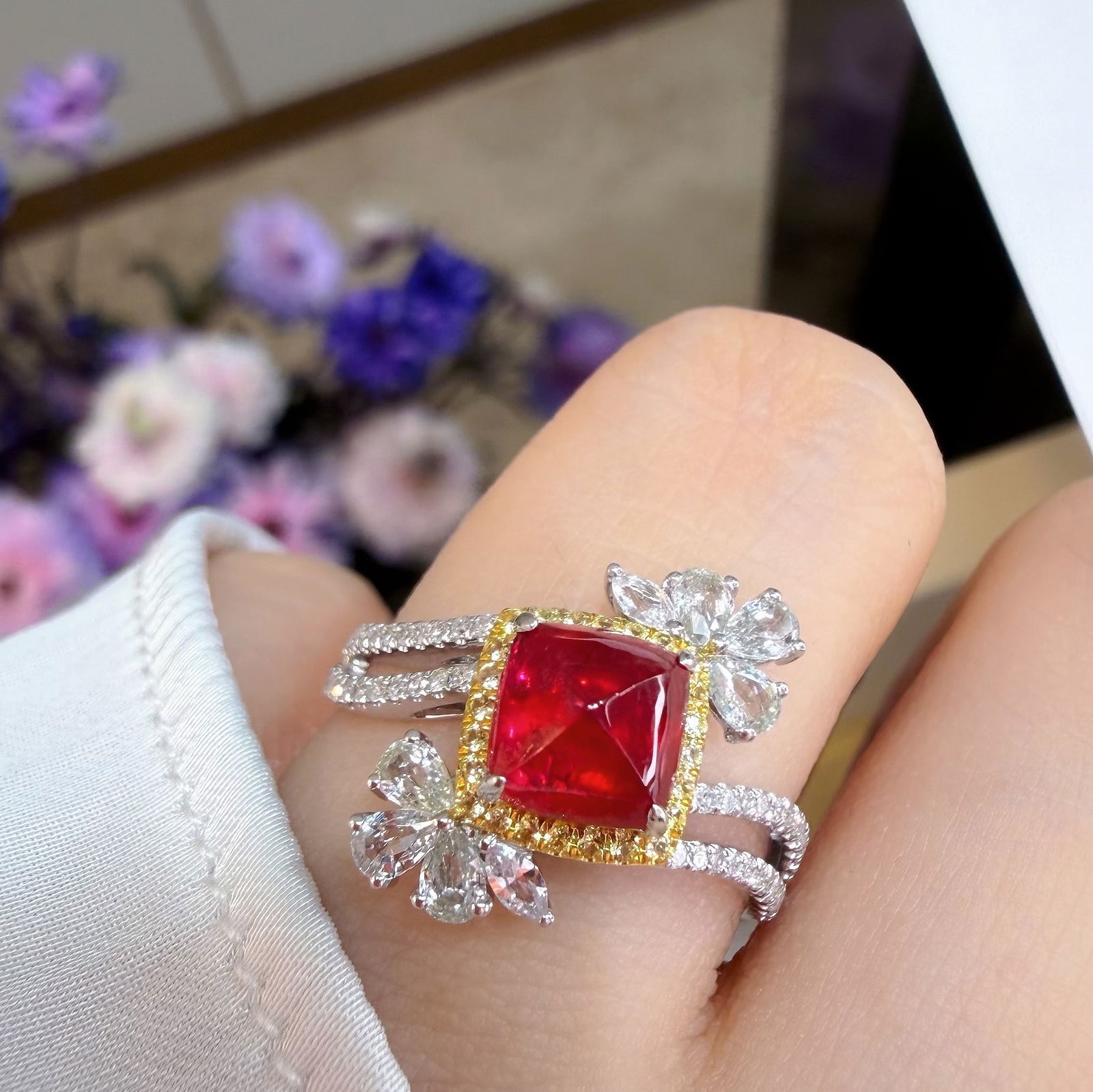 14k Gold 1.28 Ct Natural Spinel & Diamond Ring - 6