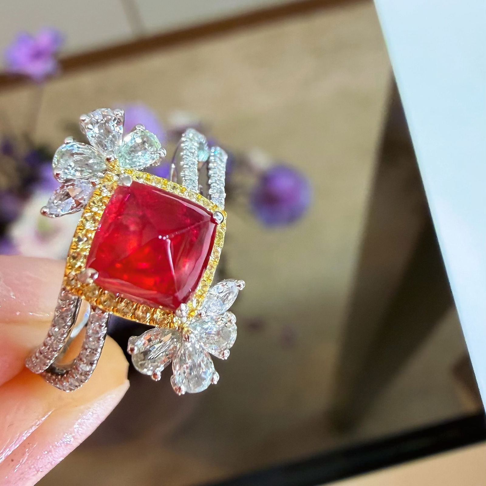 14k Gold 1.28 Ct Natural Spinel & Diamond Ring - 8