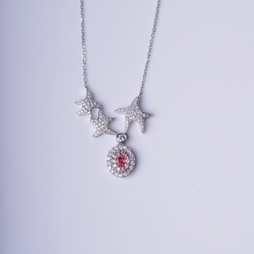 14k Gold 0.52 Ct Natural Color Diamond Necklace - 2