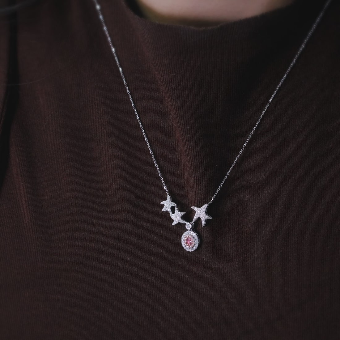 14k Gold 0.52 Ct Natural Color Diamond Necklace - 4