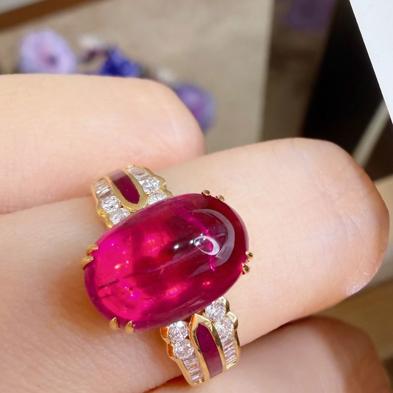 14k Gold 4.55 Ct Natural Tourmaline & Diamond Ring - 3