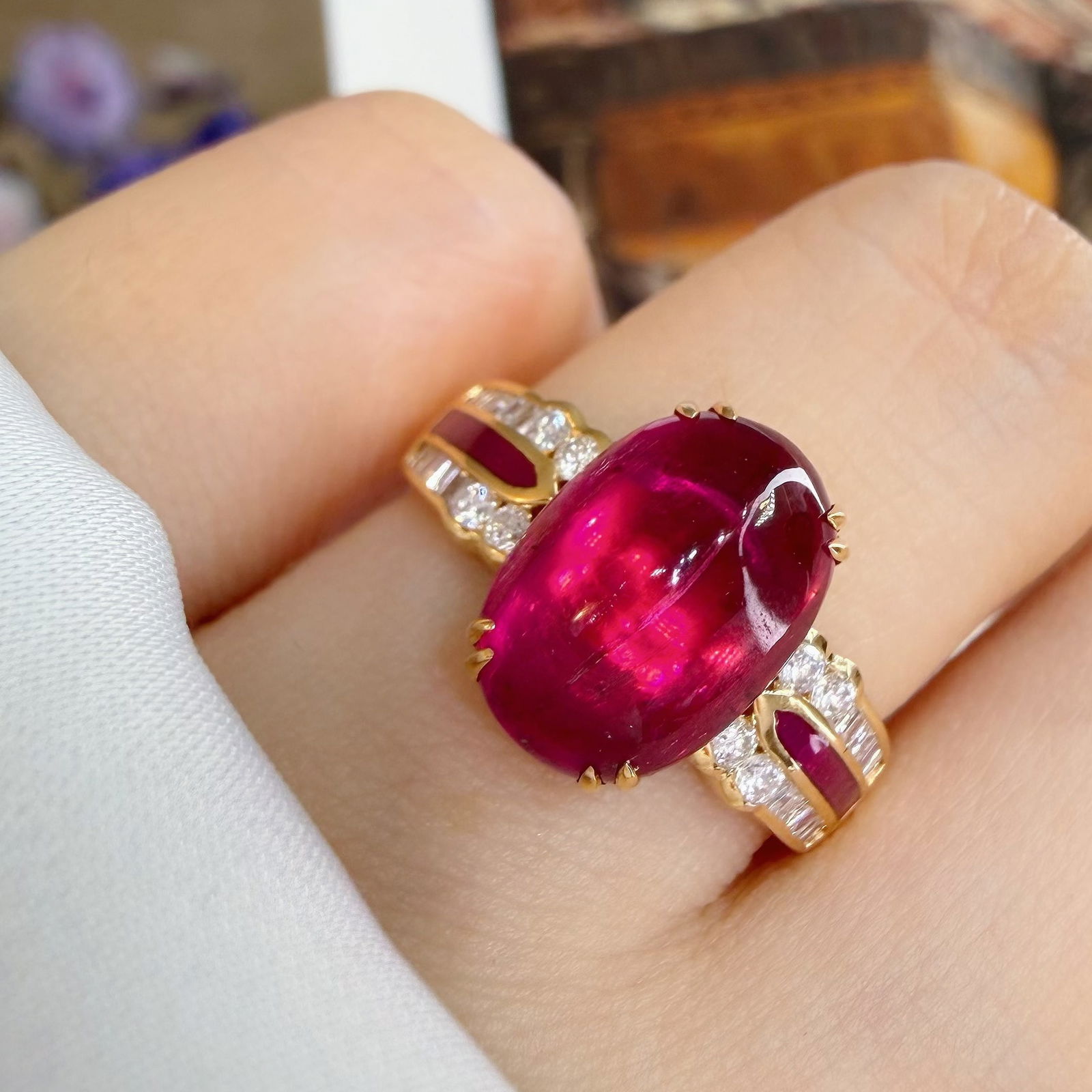 14k Gold 4.55 Ct Natural Tourmaline & Diamond Ring - 6