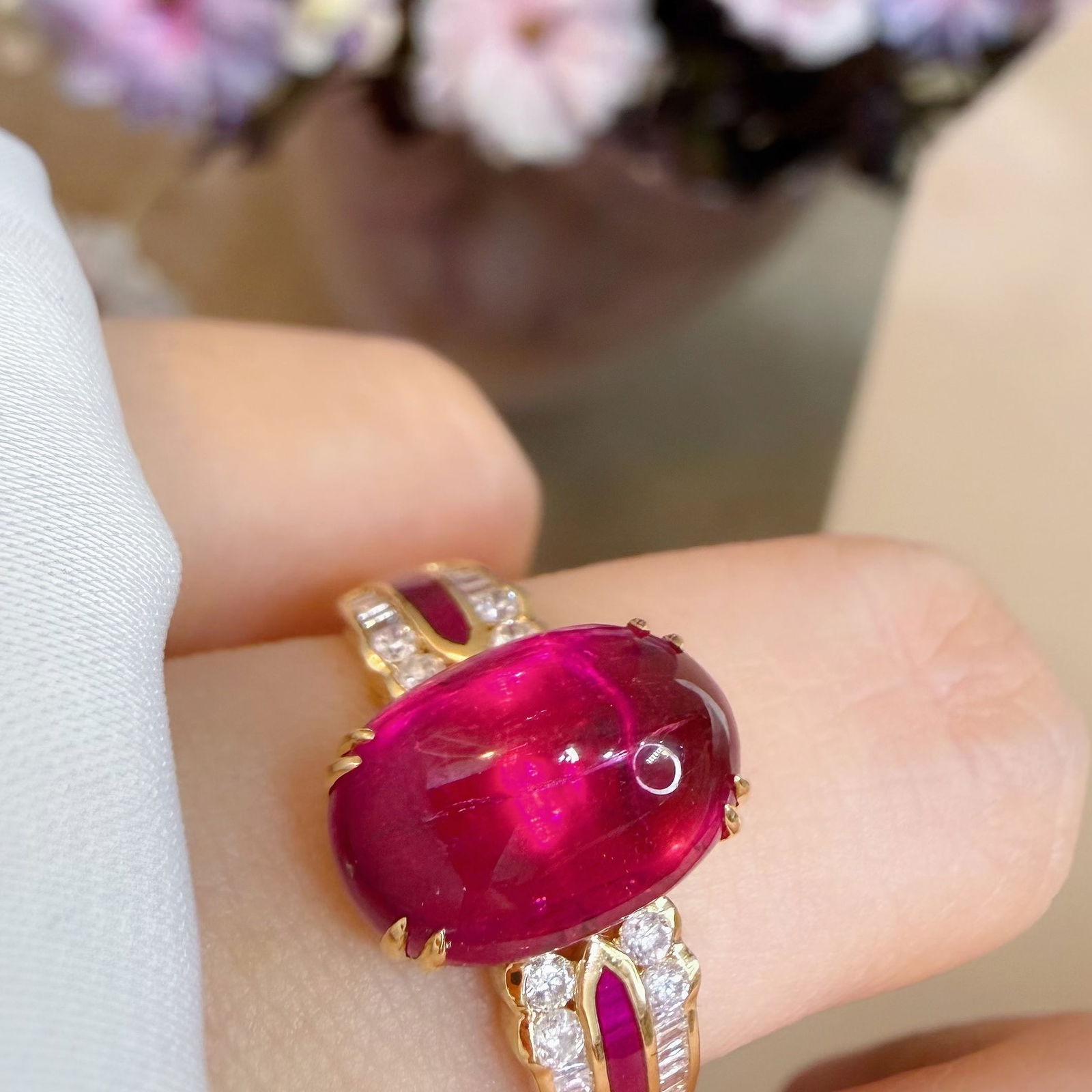 14k Gold 4.55 Ct Natural Tourmaline & Diamond Ring - 7