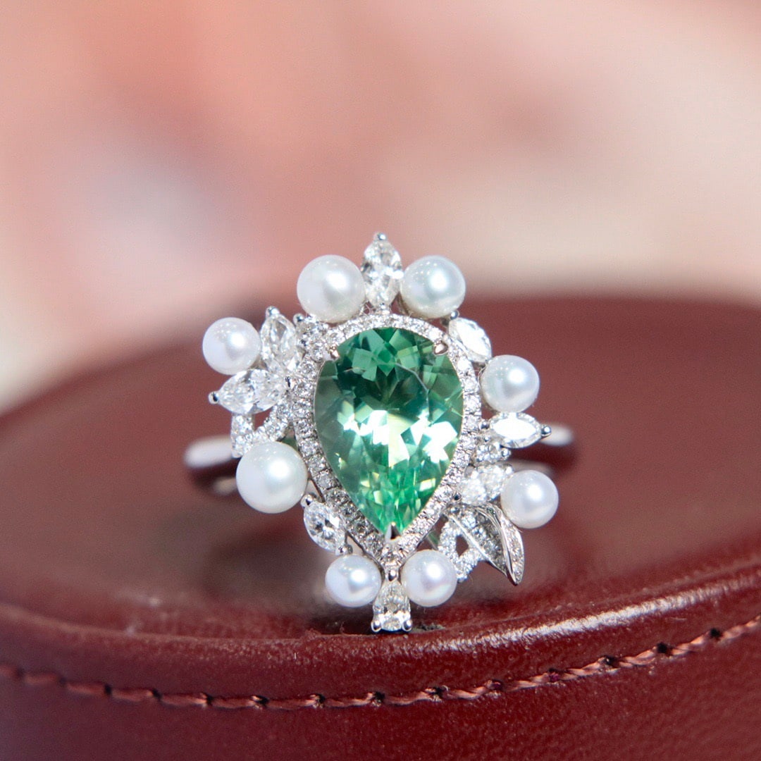 14k Gold 2.69 Ctw Natural Tourmaline & Diamond Ring/pendant( Without Chain ) - 2