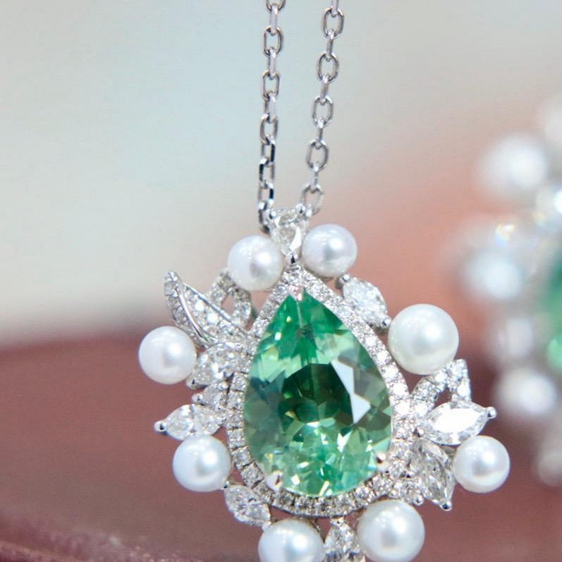 14k Gold 2.69 Ctw Natural Tourmaline & Diamond Ring/pendant( Without Chain ) - 3