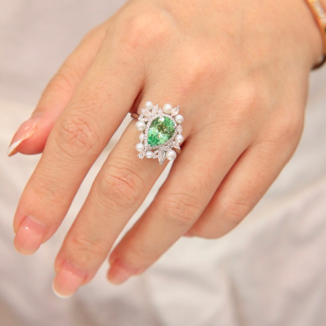 14k Gold 2.69 Ctw Natural Tourmaline & Diamond Ring/pendant( Without Chain ) - 5