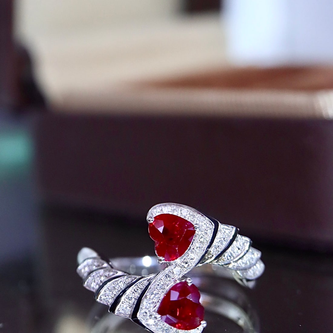 14k Gold 1.07 Ctw Natural Ruby & Diamond Ring: Ref:231122442 // gold content:14k gold // ring size:7. 25us // // main gemstone:ruby // shape:heart // carat weight:0. 96ct // color:red // treatment:natural // // adjacent gemstone 2 : diamond // sha