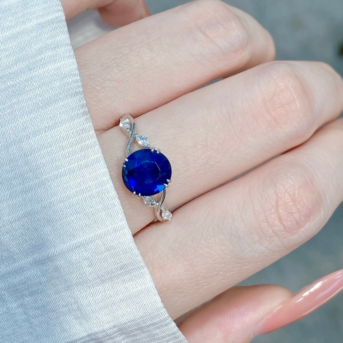 14k Gold 2.52 Ctw Natural Sapphire & Diamond Ring - 7