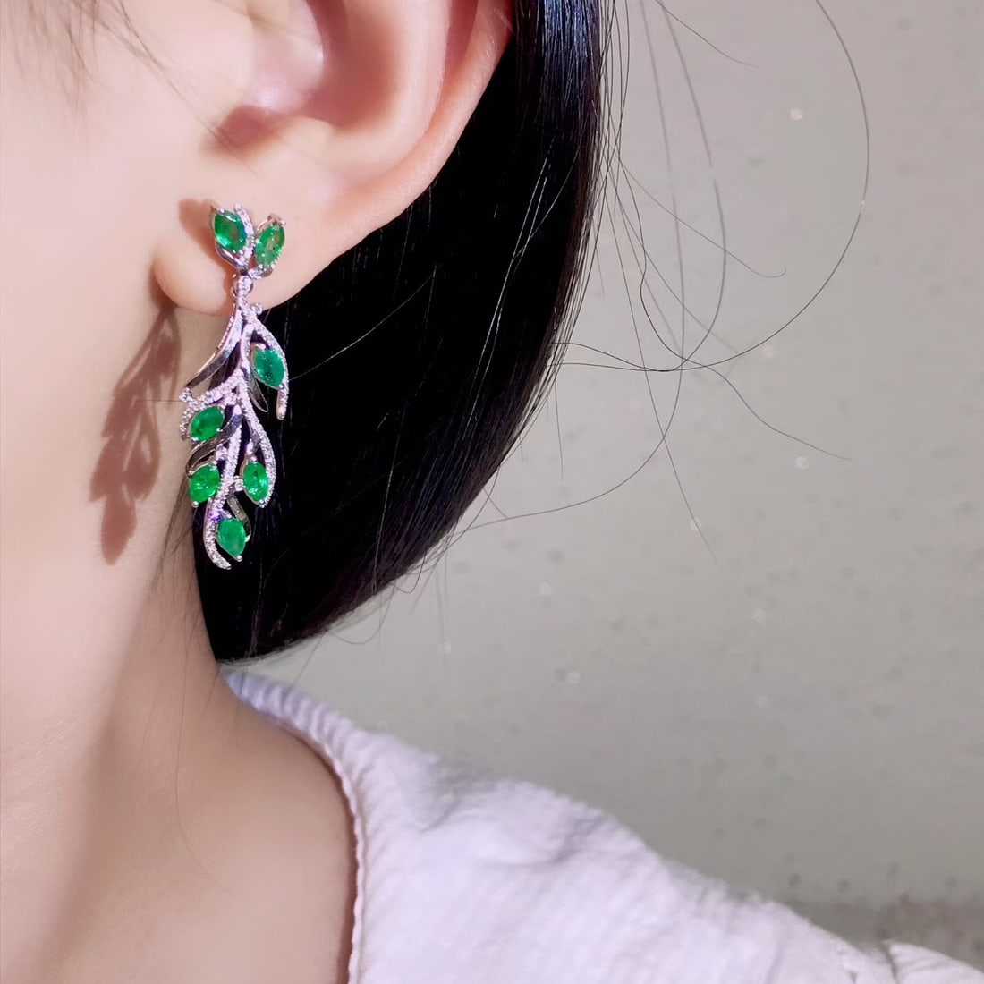 14k Gold 3.28 Ctw Natural Emerald & Diamond Earrings - 4