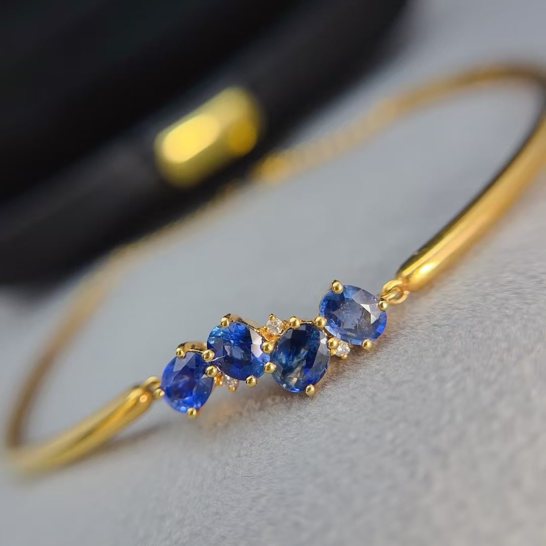 14k Gold 2.15 Ct Natural Sapphire & Diamond Bracelet (1 of 7)