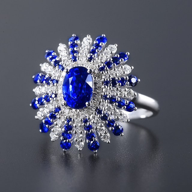 14k Gold 1.74 Ctw Natural Sapphire & Sapphire Ring - 2