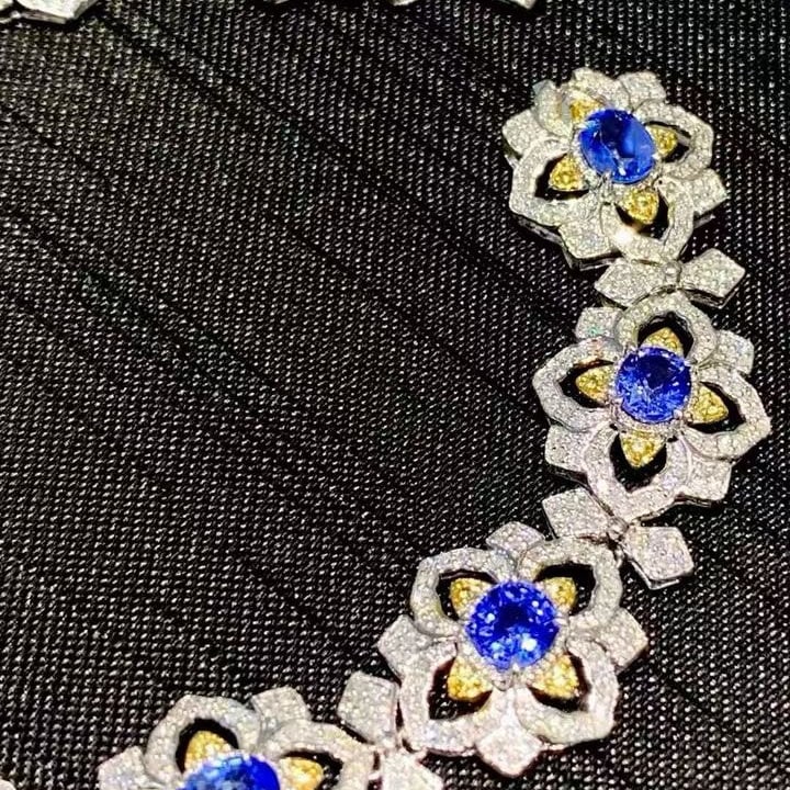 14k Gold 5.6 Ct Natural Sapphire & Diamond Bracelet - 2