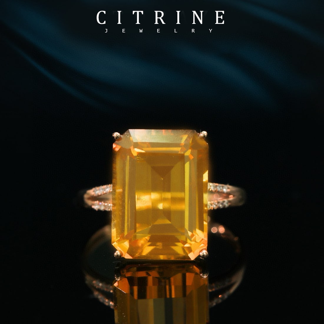 14k Gold 6.91 Ctw Natural Citrine & Diamond Ring: Ref:231141022 // gold content:14k gold // ring size:7. 25us // // main gemstone:citrine // shape:octagonal // carat weight:6. 85ct // color:yellow // treatment:natural // // adjacent gemstone 2 :