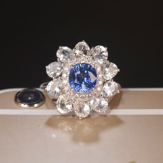 14k Gold 1.89 Ctw Natural Sapphire & Diamond Ring - 6