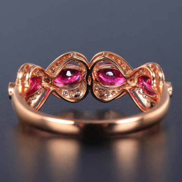 14k Gold 1.25 Ctw Natural Ruby & Diamond Ring - 4