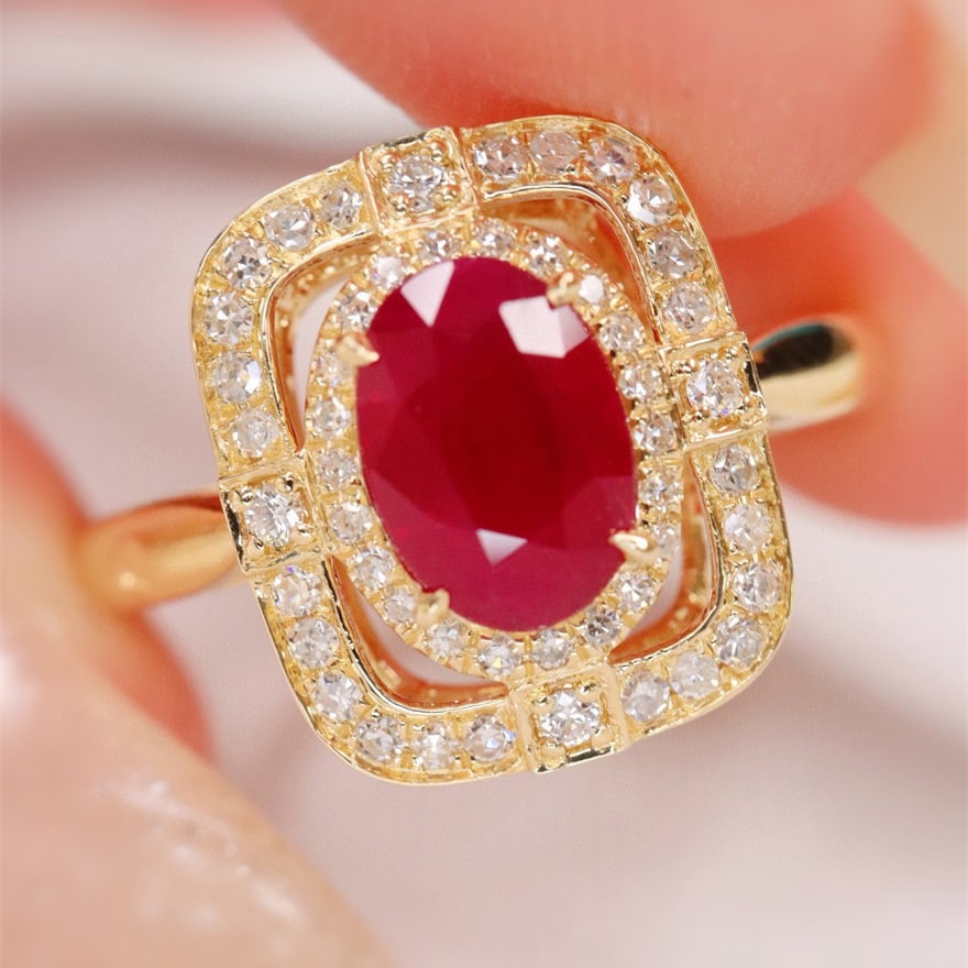 14k Gold 1.35 Ctw Natural Ruby & Diamond Ring - 2