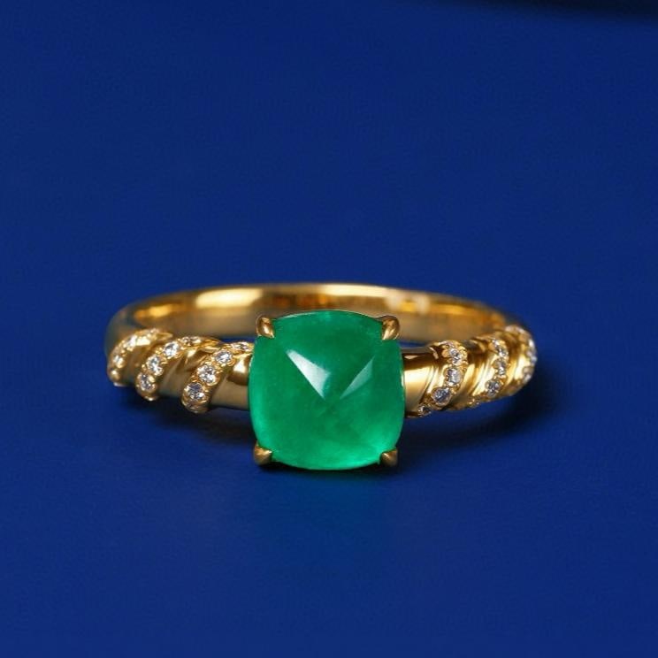 14k Gold 1.69 Ctw Natural Emerald & Diamond Ring (1 of 10)