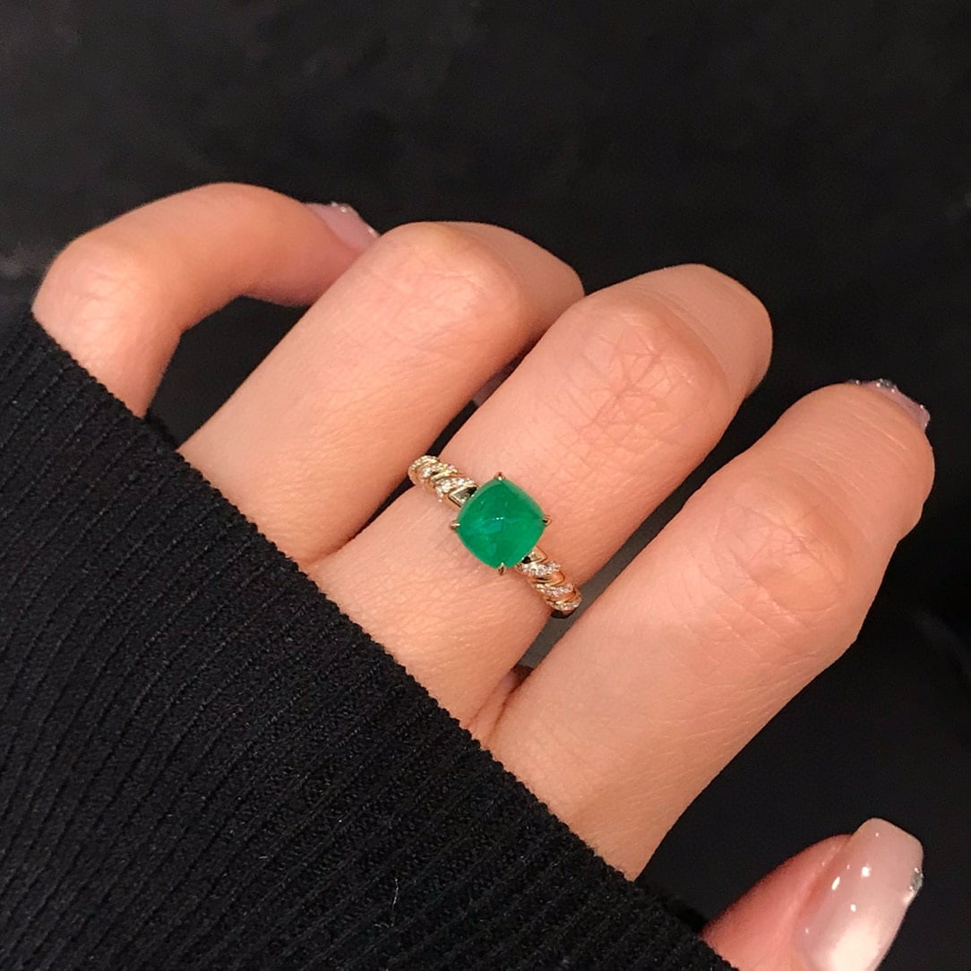 14k Gold 1.69 Ctw Natural Emerald & Diamond Ring - 7