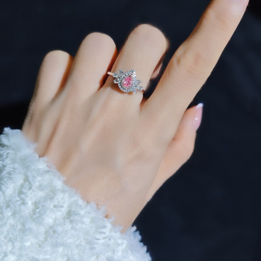 14k Gold 0.51 Ctw Natural Pink Diamond & Diamond Ring - 3