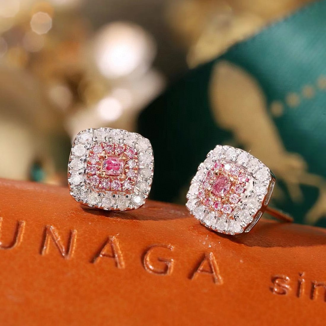 14k Gold 0.50 Ctw Natural Pink Diamond & Diamond Earrings - 3