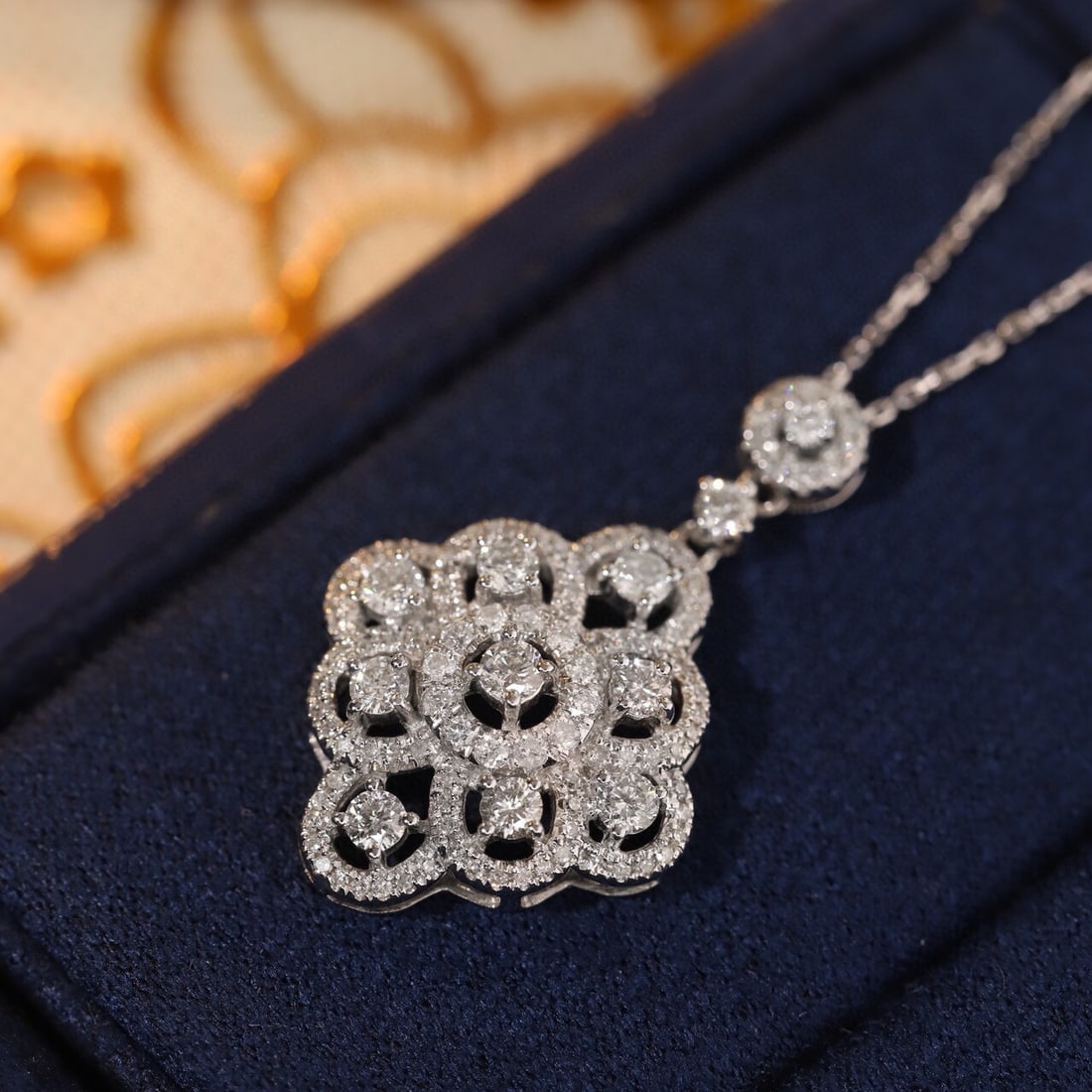 14k Gold 0.85 Ct Natural H Diamond Necklace - 5