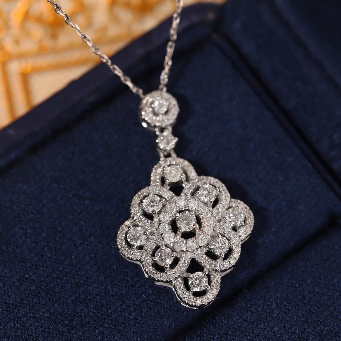 14k Gold 0.85 Ct Natural H Diamond Necklace - 6