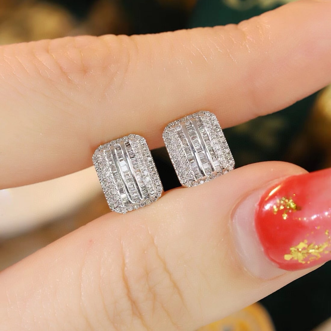 14k Gold 0.42 Ct Natural H Diamond Earrings - 3
